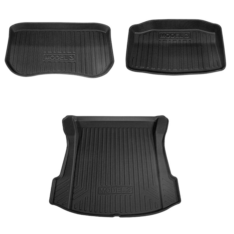 Heavy Duty Waterproof Rear Front Cargo Rubber Mat Boot Liner Luggage Tray for Tesla Model 3 2019-2023