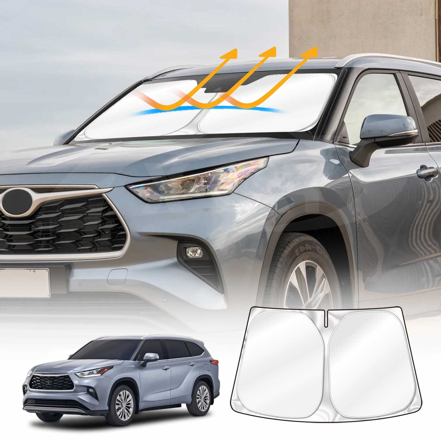 Windshield Sun Shade for Toyota Kluger 2021-2025 Blocks UV Rays Sun Visor Protector Foldable Sunshade