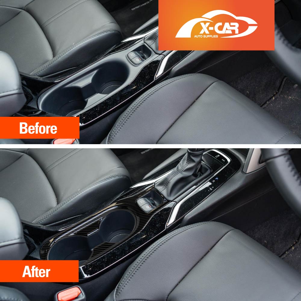 Center Consoles Cup Holder Panel Trim Decor Cover Protector for Toyota Corolla Cross 2022-Onwards Carbon Fibre Style