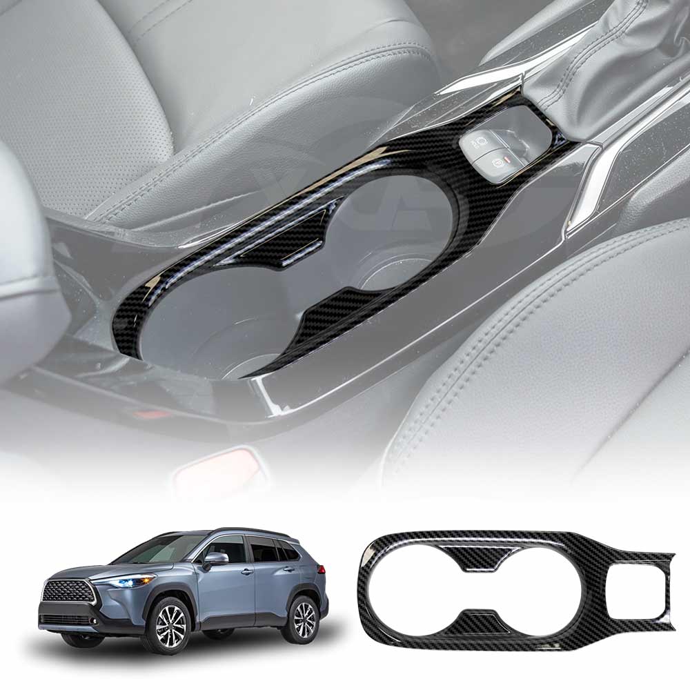 Center Consoles Cup Holder Panel Trim Decor Cover Protector for Toyota Corolla Cross 2022-Onwards Carbon Fibre Style