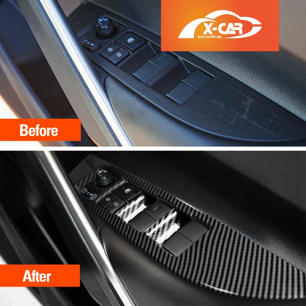 Power Window Control Switch Panel Trim Decor Cover Protector for Toyota Corolla Cross 2022-Onwards Carbon Fibre Style