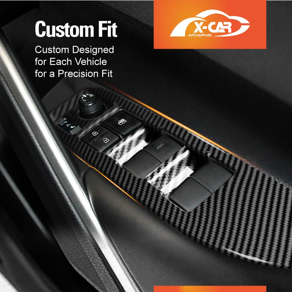 Power Window Control Switch Panel Trim Decor Cover Protector for Toyota Corolla Cross 2022-Onwards Carbon Fibre Style