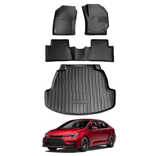 3D All-Weather Floor Mat Boot Liner Carpet for Toyota Corolla Sedan 2019-2025 Heavy Duty Cargo Trunk Mat Luggage Tray