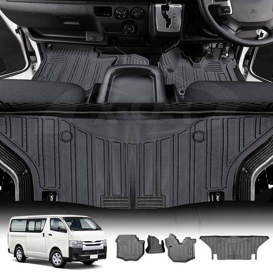 3D Floor Mats for Toyota Hiace LWB Van 2005-2018 Customized Heavy Duty All Weather Car Mat Floor Liner Full Set Carpet