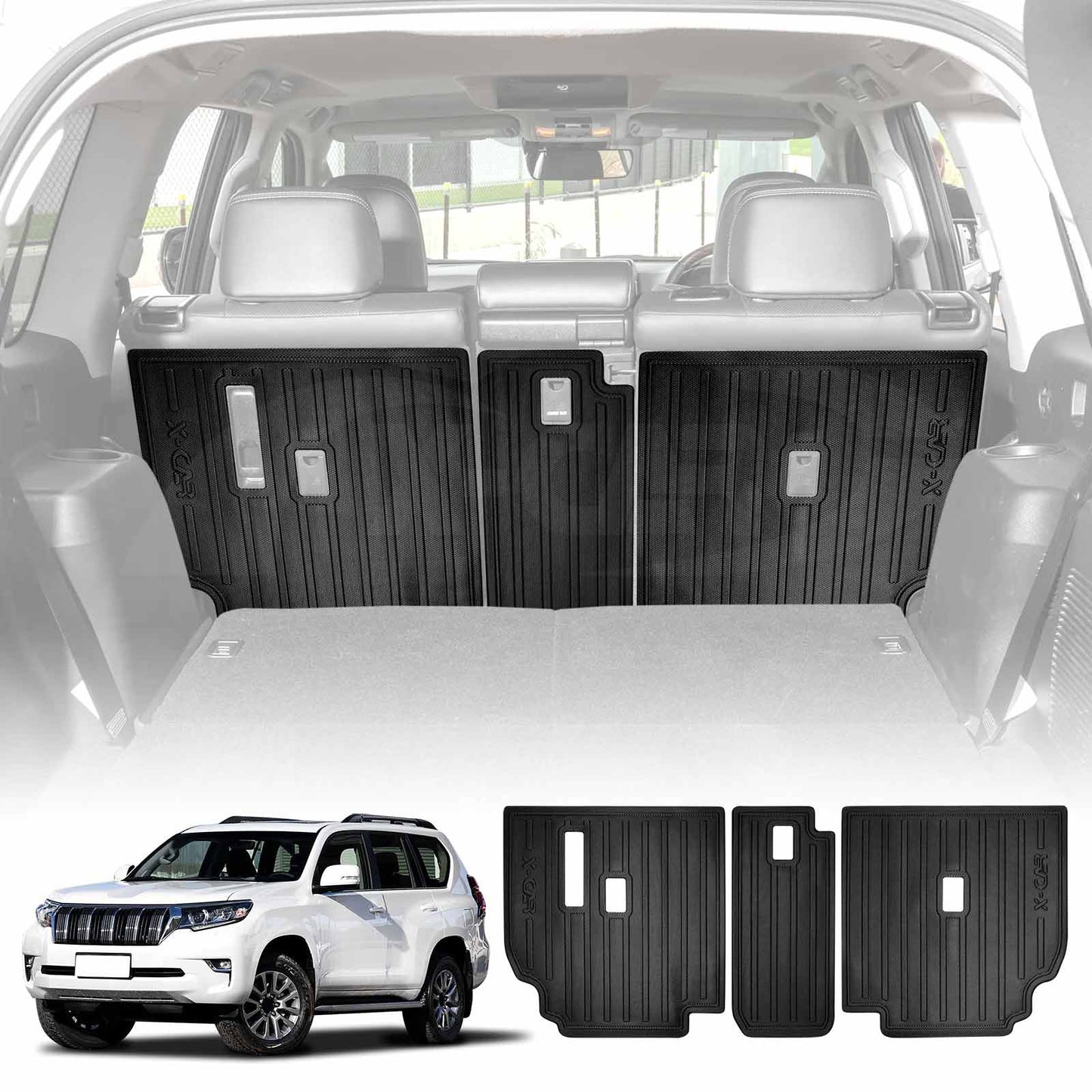 3D Back Seat Protector for Toyota Prado 150 Series 7 Seats 2009-2024 Heavy Duty Car Seats Kick Mats Cover Accessories