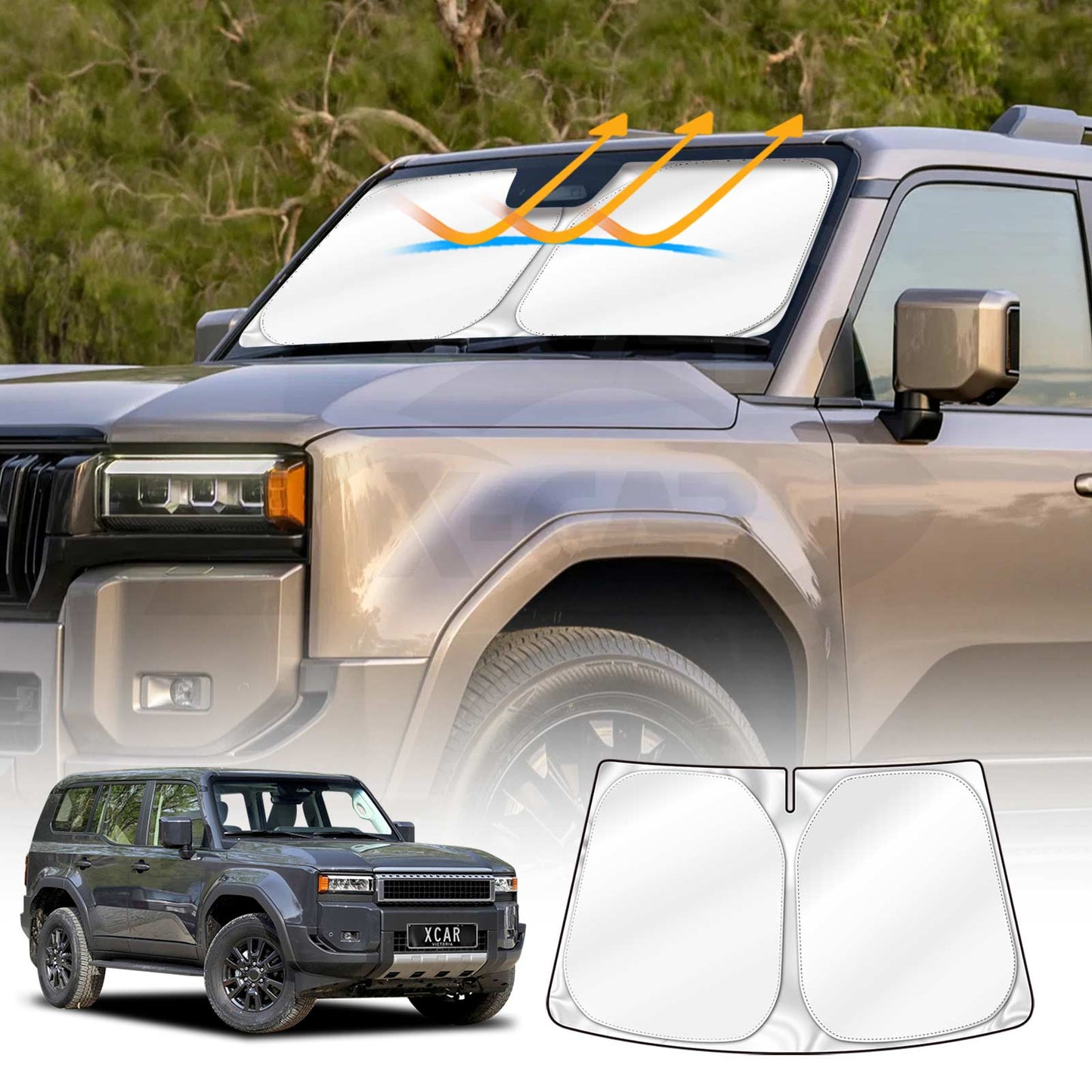 Windshield Sun Shade for Toyota Prado 250 Series 2024-2025 Blocks UV Rays Foldable Custom Wind Screen Sun Visor Protector