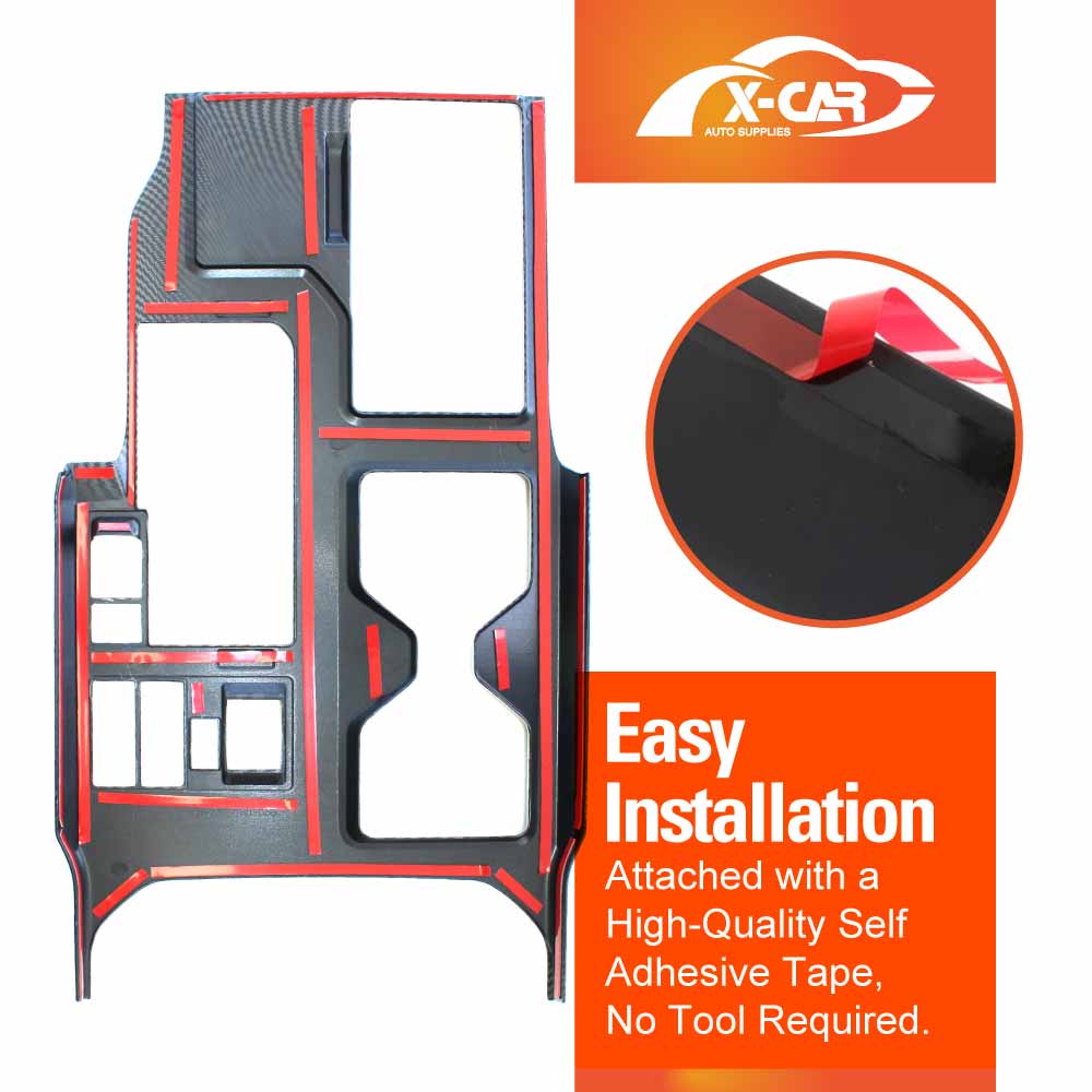 Interior Trim Kit for Toyota Prado 250 2024-Onwards Carbon Fiber Style Window Control Gear Shift Panel Console & Rear AC Vent Covers