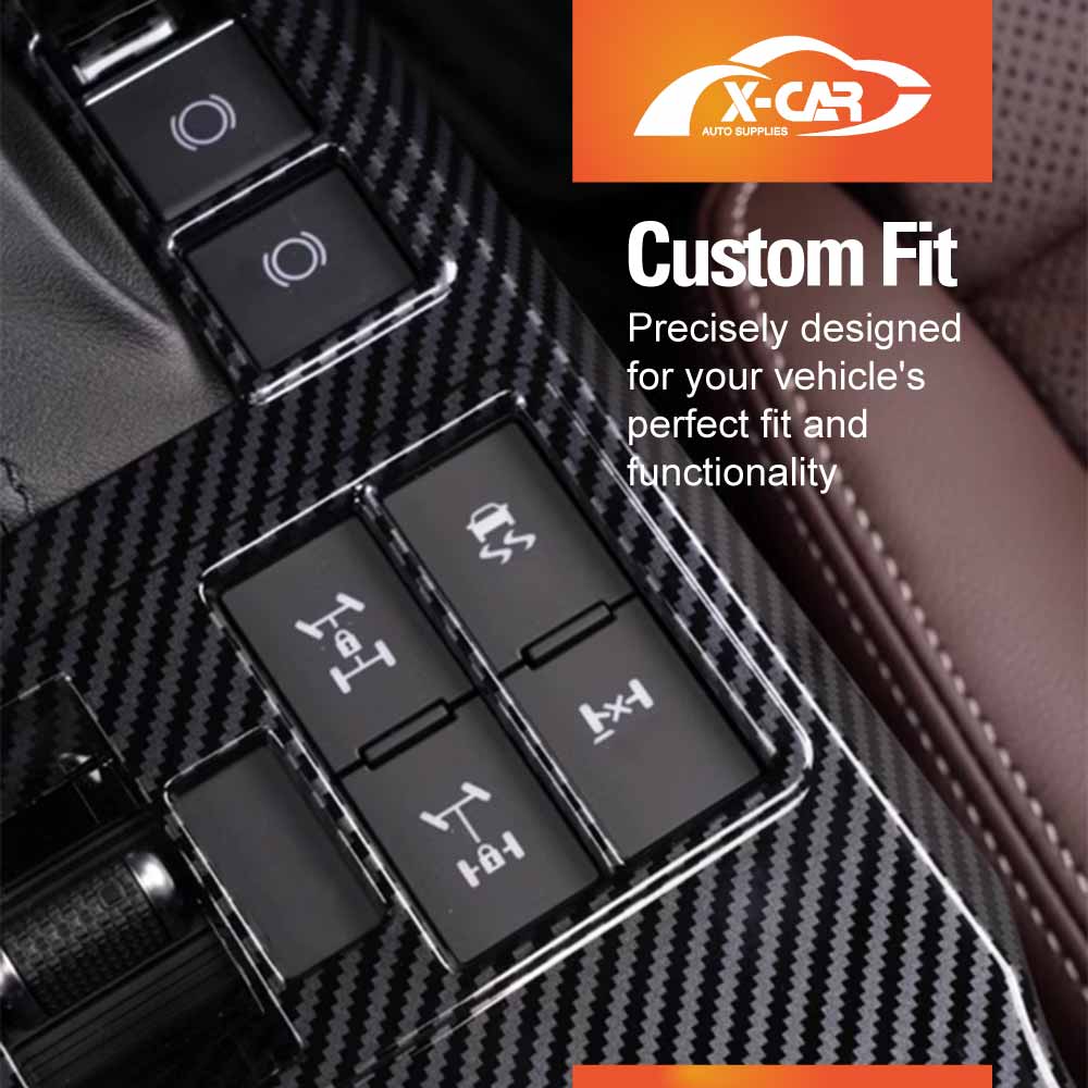Interior Trim Kit for Toyota Prado 250 2024-Onwards Carbon Fiber Style Window Control Gear Shift Panel Console & Rear AC Vent Covers