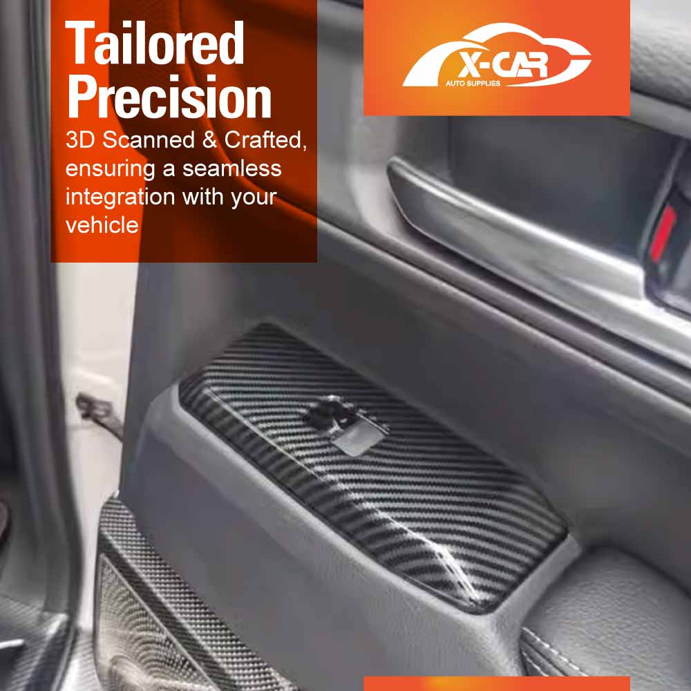 Power Window Control Switch Panel Trim for Toyota Prado 250 Series 2024-2025 Carbon Fiber Style Decor Cover Protector