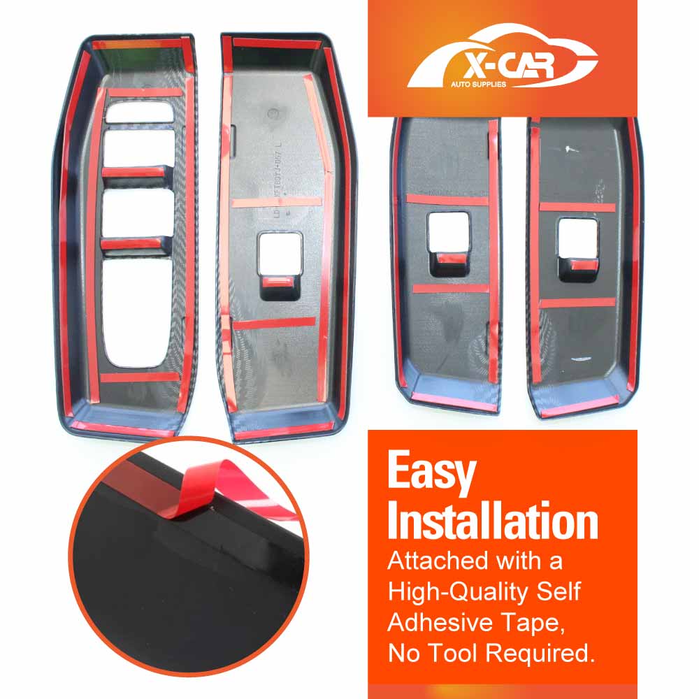 Power Window Control Switch Panel Trim for Toyota Prado 250 Series 2024-2025 Carbon Fiber Style Decor Cover Protector