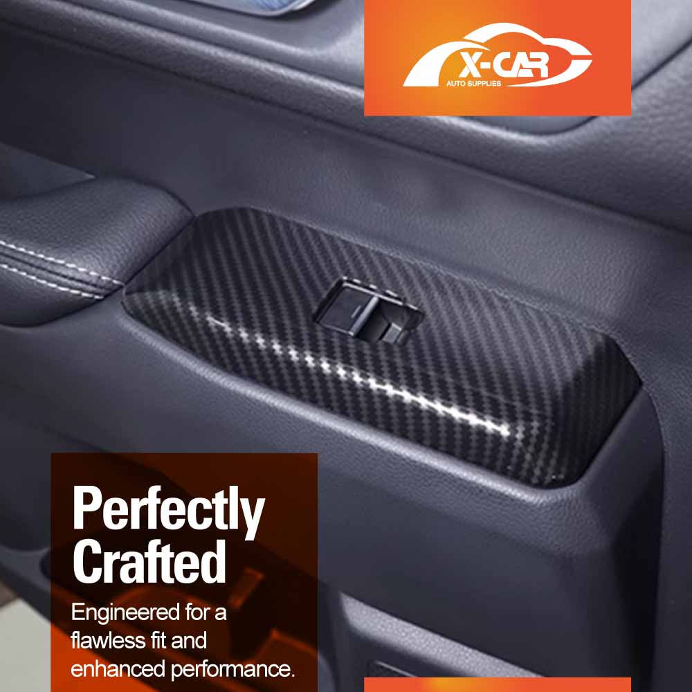 Power Window Control Switch Panel Trim for Toyota Prado 250 Series 2024-2025 Carbon Fiber Style Decor Cover Protector