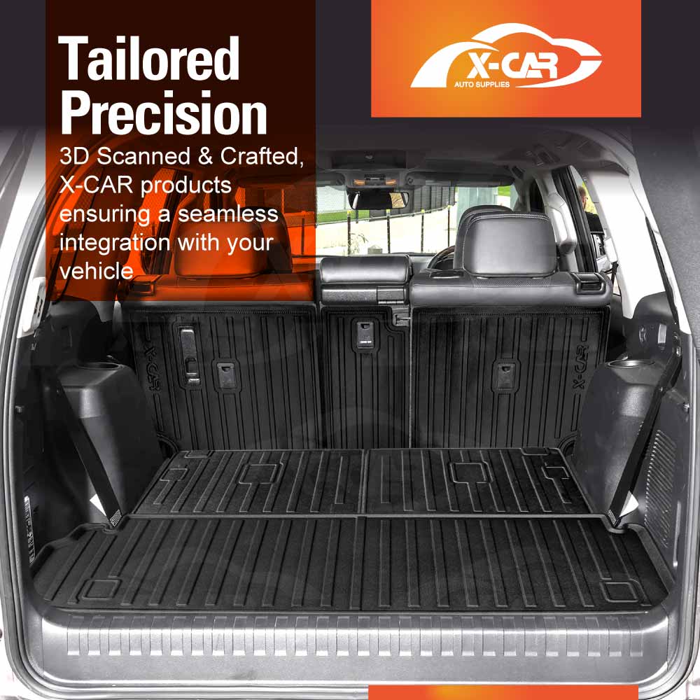 3D Floor Mats Boot Liner Set for Toyota Prado 150 Series 7-Seat 2009-2024 All Weather Heavy Duty Cargo Kick Back Seat Protector Cover