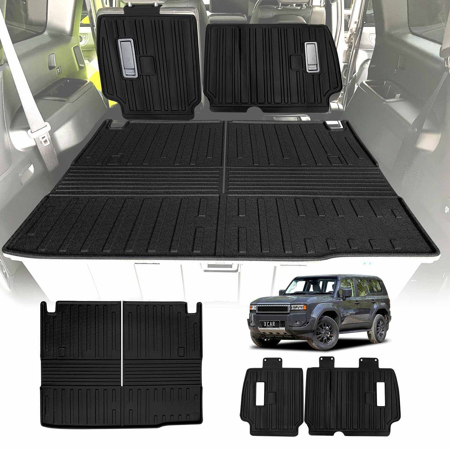 Boot Liner Back Seat Protector for Toyota Prado 250 Series 7-Seater 2024-2025 All Weather Heavy Duty Cargo Car Trunk Kick Mats