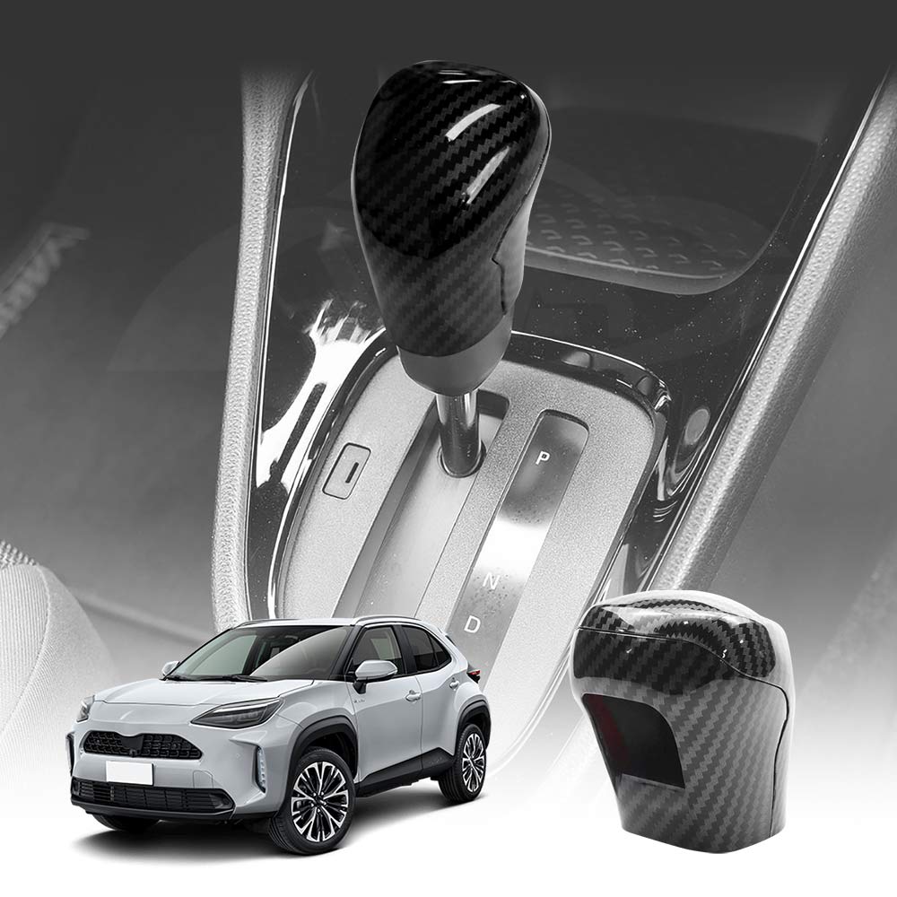 Carbon Fiber Style Gear Stick Shift Knob Cover Trim Protector for Toyota Yaris/Yaris Cross Hybrid 2020-Onwards