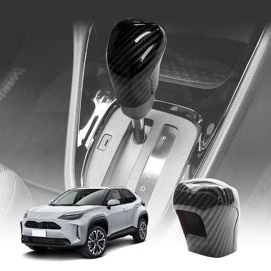 Carbon Fiber Style Gear Stick Shift Knob Cover Trim Protector for Toyota Yaris/Yaris Cross Hybrid 2020-Onwards