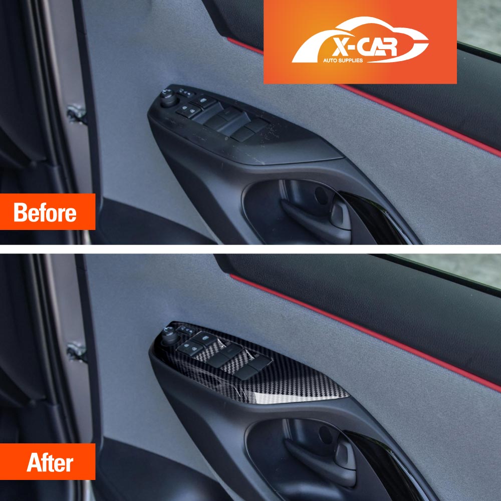 Power Window Control Switch Panel Trim Decor Cover Protector for Toyota Yaris/Yaris Cross 2020-Onwards Carbon Fibre Style