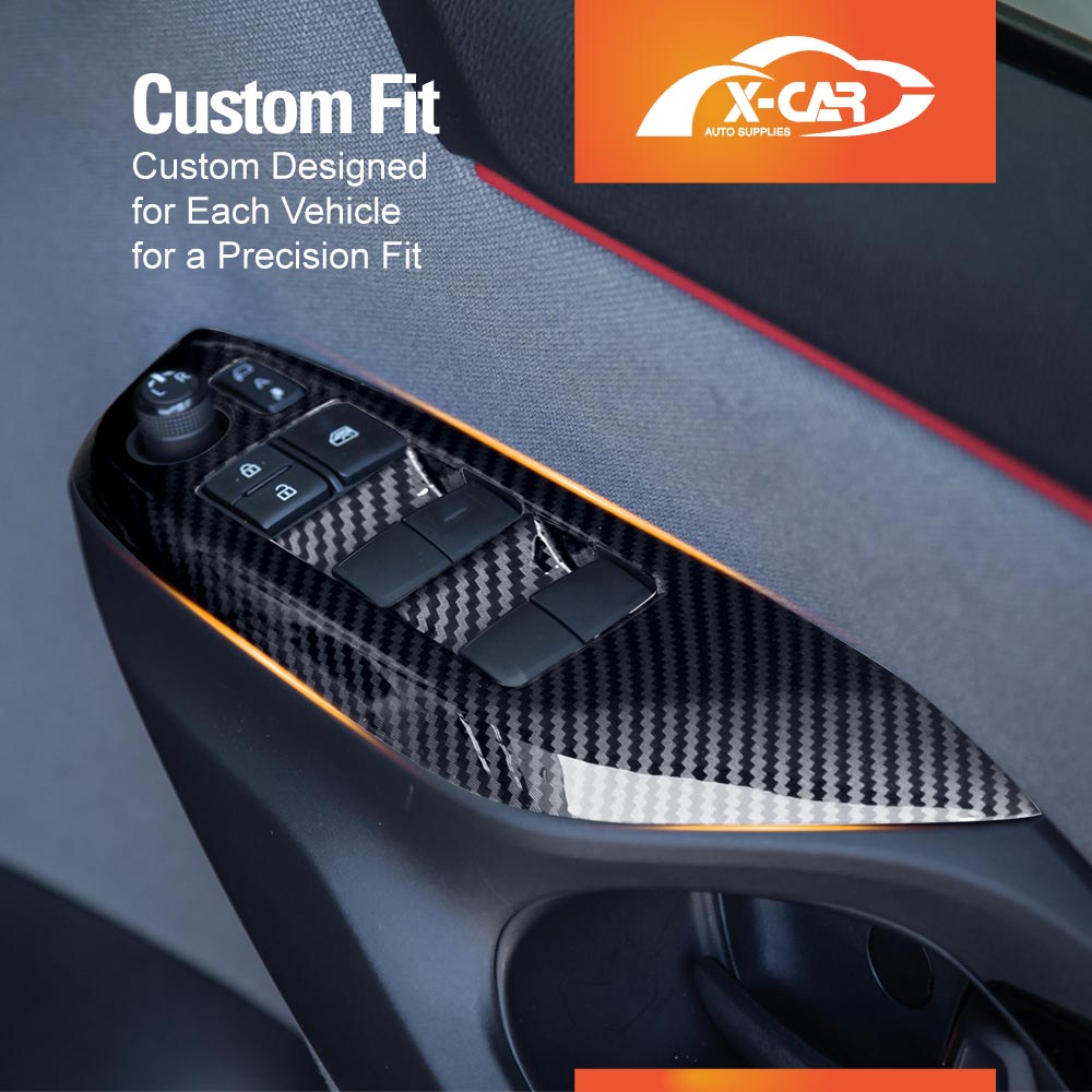 Power Window Control Switch Panel Trim Decor Cover Protector for Toyota Yaris/Yaris Cross 2020-Onwards Carbon Fibre Style