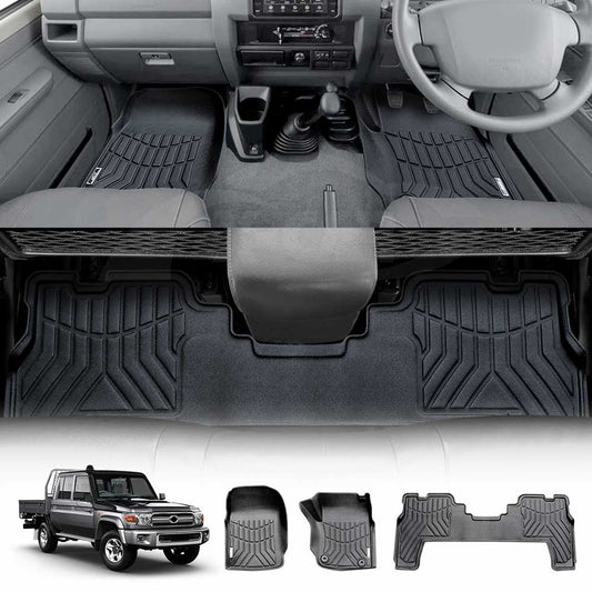 3D Floor Mats for Toyota Landcruiser 70/79/76 Series Dual Cab 2012-2022 Customized Heavy Duty All Weather Car Mat Floor Liner Full Set Carpet