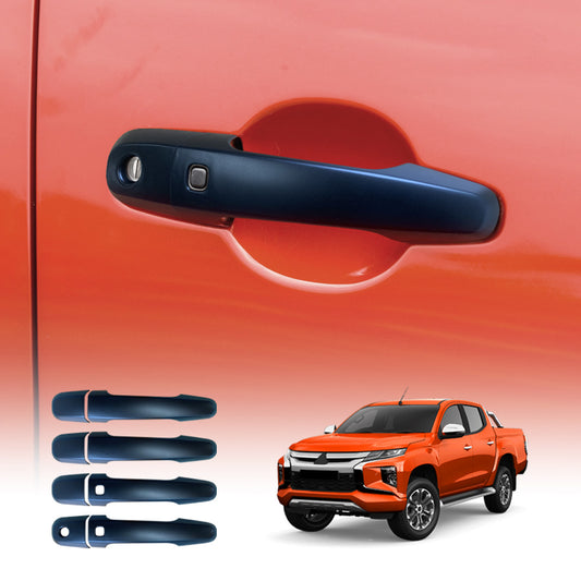 Keyless Smart Door Handles Cover for Mitsubishi Triton 2015-2024 Matt Black protector