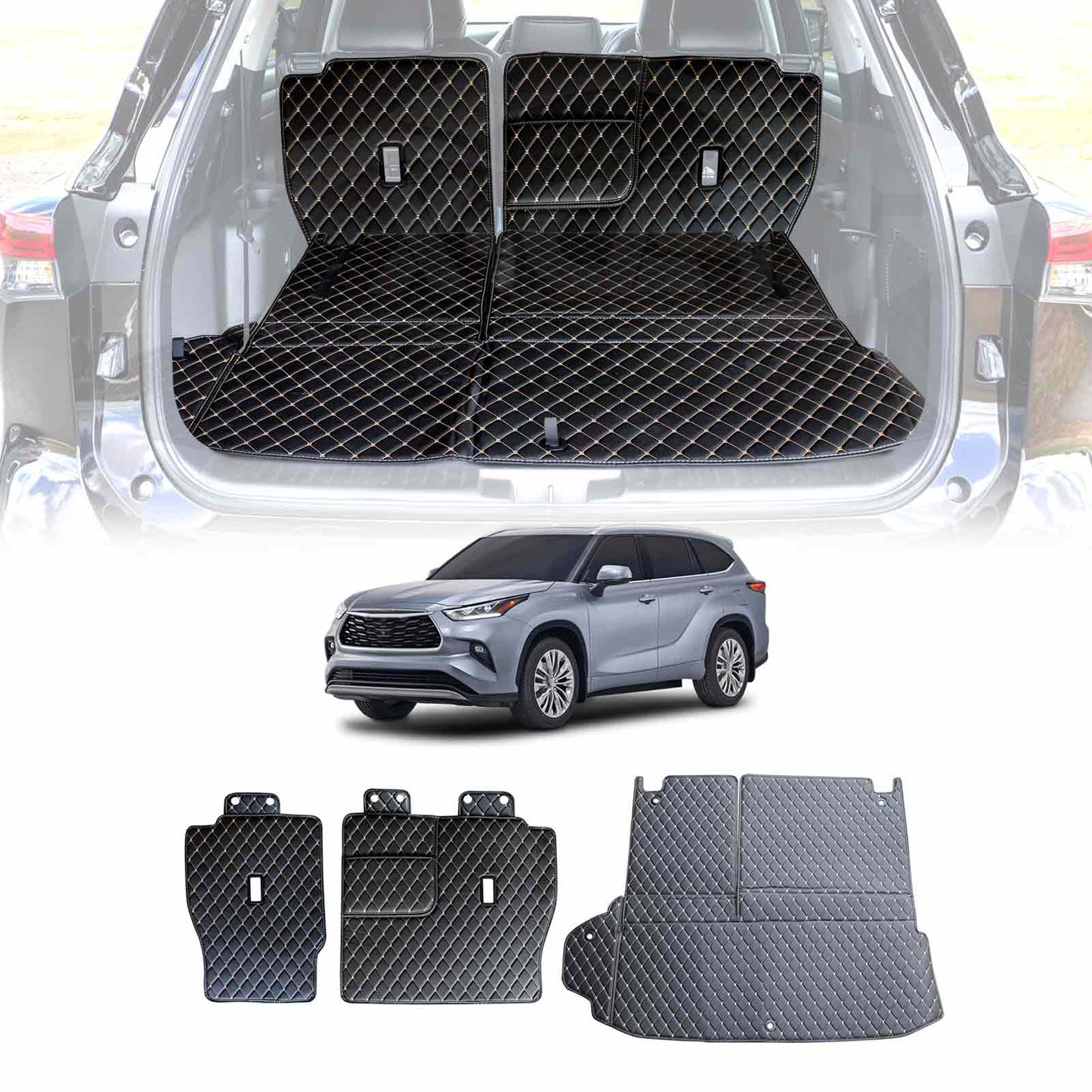 Premium Custom Made PU Leather Car Mat for Toyota Kluger 2021-2025 Floor Liner Carpet Complete Set