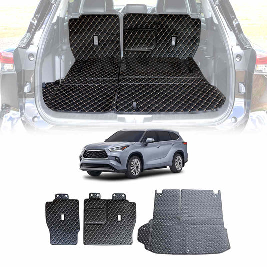 Premium Custom Made PU Leather Car Mat for Toyota Kluger 2021-2025 Floor Liner Carpet Complete Set