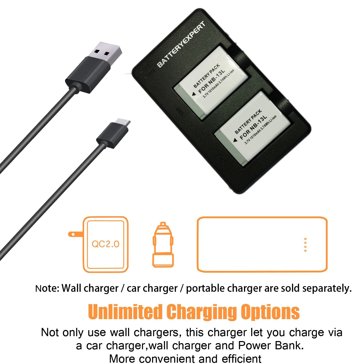 2 Batteries and Charger for Canon PowerShot G5X G7X G7X Mark II III SX720 HS SX730 HS SX740 HS SX620 HS G1X Mark III G9X G9X Mark II