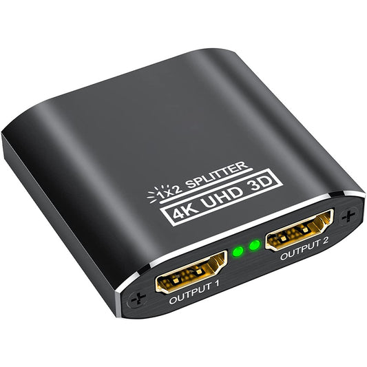 HDMI Splitter 1 in 2 Out 4K Aluminum 1.4 HDCP Supports 4K30HZ 3D 1080P for Xbox PS4 PS3 Fire Stick Blu-Ray Apple TV