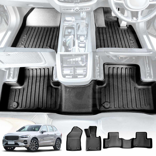 3D All-Weather Floor Mats for Volvo XC60 2017-2025 Heavy Duty Customized Car Floor Liners Full Set Carpet