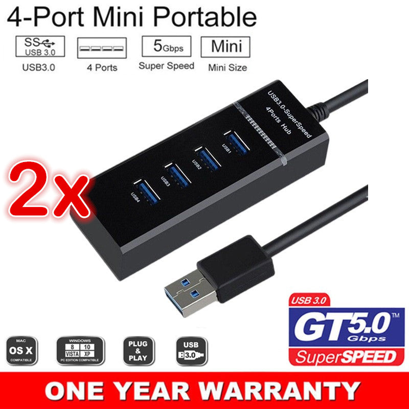 2 Packs Multi USB 3.0 Hub 4 Port High Speed Expansion Smart Splitter for Laptop Desktop