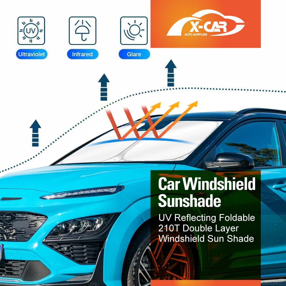 Windshield Sun Shade for Hyundai Kona 2017-2023 Blocks UV Rays Foldable Custom Wind Screen Sun Visor Protector