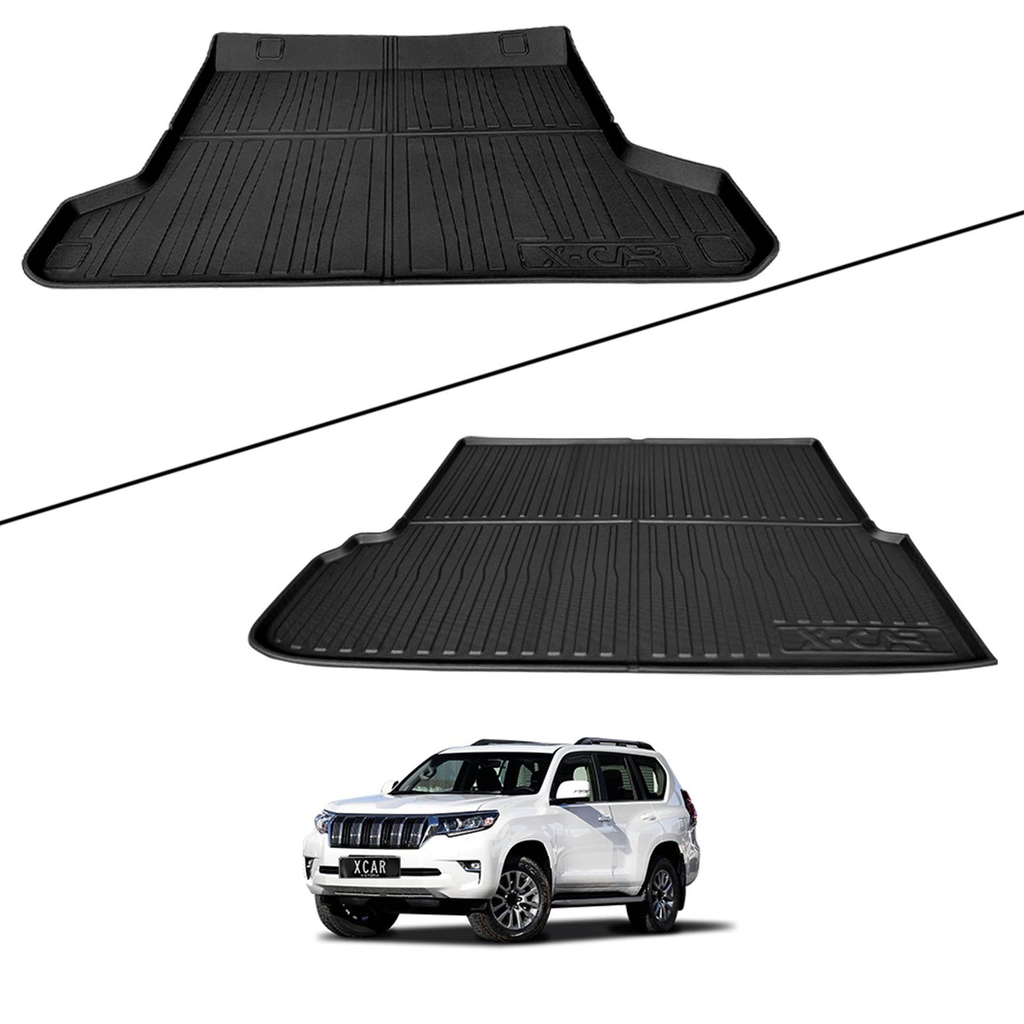 Cargo Rubber Waterproof Mat Boot Liner Cover Luggage Tray for TOYOTA PRADO 150 Series 5 Seater 2009-2024