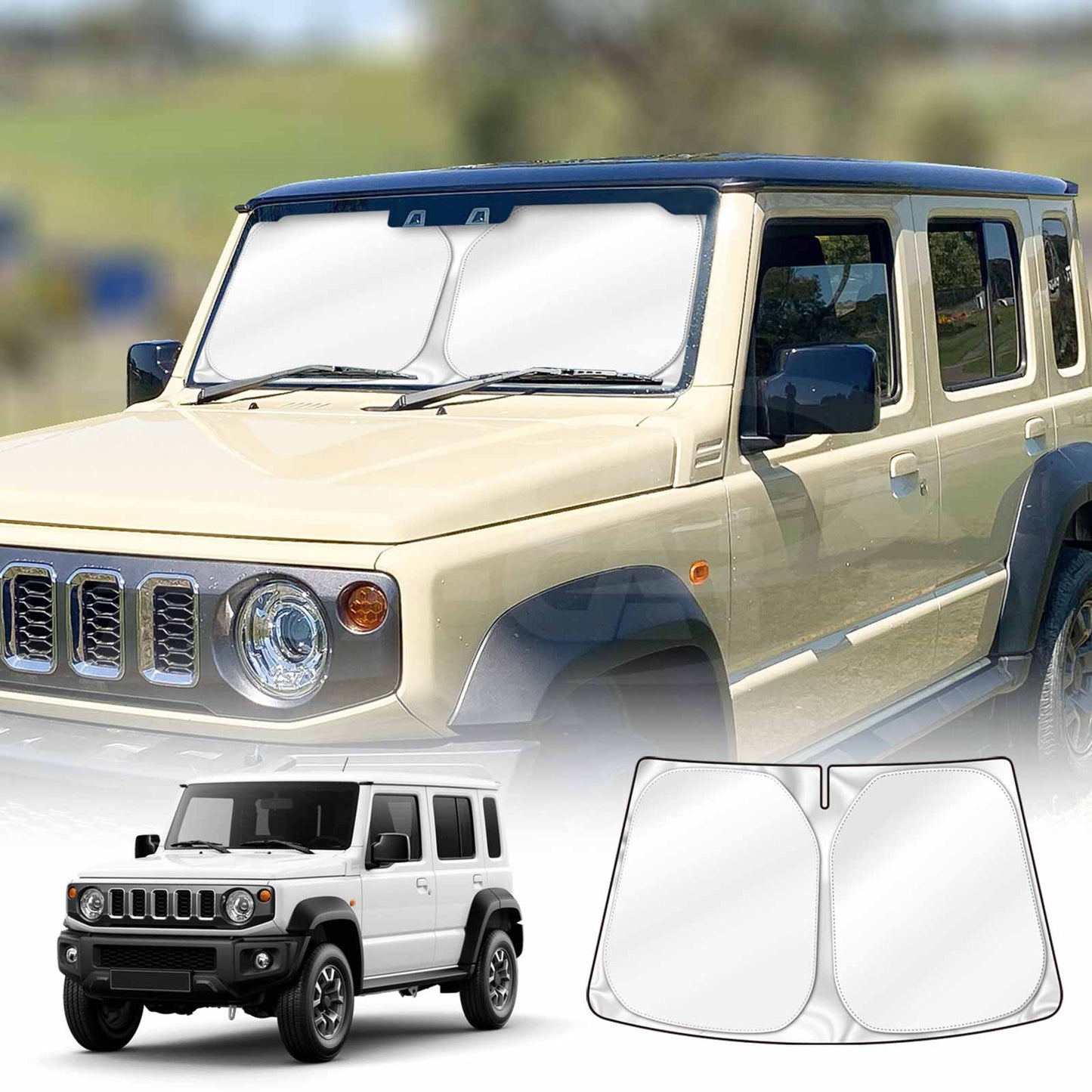 Windshield Sun Shade for Suzuki Jimny XL 5-Door 2023-2025 Blocks UV Rays Foldable Custom Wind Screen Sun Visor Protector