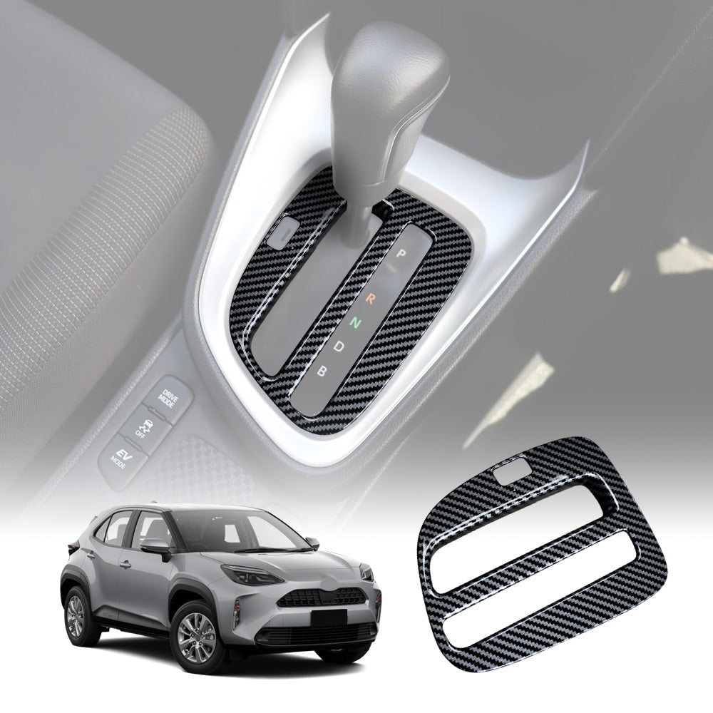 Carbon Fiber Style Center Console Gear Shift Cover Frame Trim Protector for Toyota Yaris/Yaris Cross Hybrid 2020-Onwards
