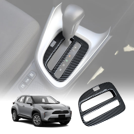 Carbon Fiber Style Center Console Gear Shift Cover Frame Trim Protector for Toyota Yaris/Yaris Cross Hybrid 2020-Onwards